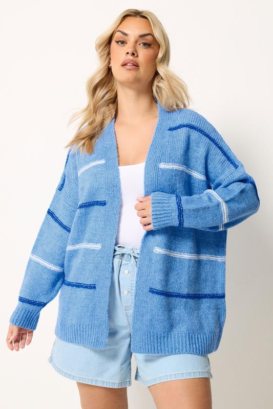  YOURS blauw gestreept vest
