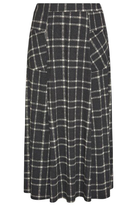 Plus Size Charcoal Grey Check Maxi Skirt | Yours Clothing 4