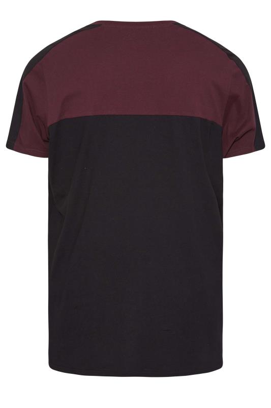 BadRhino Big & Tall Black & Burgundy Red Panel T-Shirt 4