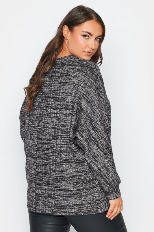 YOURS LUXURY Plus Size Grey Marl Front Seam Detail Top | Yours Clothing 3