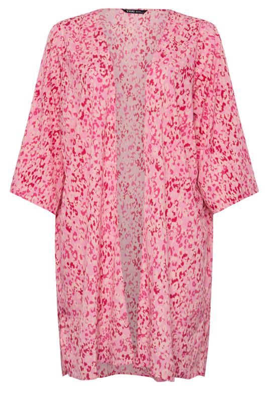 YOURS Plus Size Pink Leopard Print Kimono | Yours Clothing 5