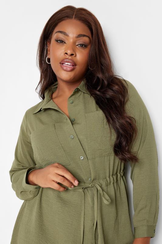 YOURS Curve Plus Size Khaki Green Utility Tunic Shirt | Yours Clothing  5