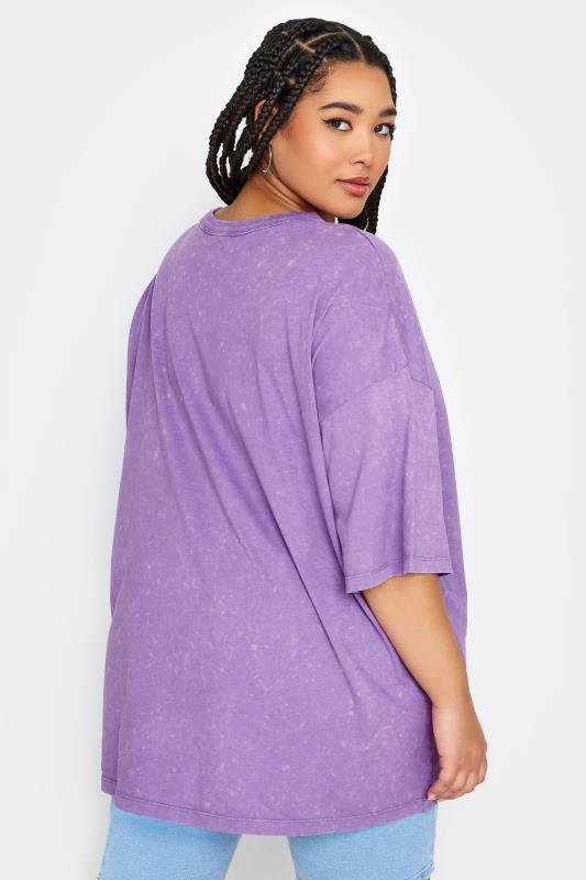 YOURS Plus Size Purple Acid Wash Boxy T-Shirt | Yours Clothing 3