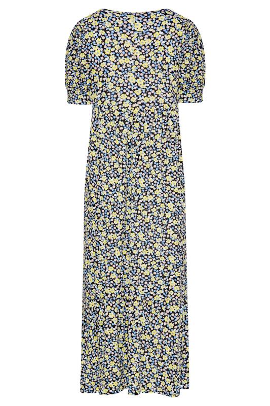Curve Yellow & Blue Floral V-Neck Maxi Dress 7