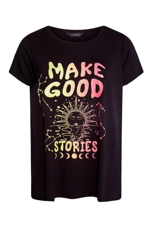 Curve Black 'Make Good Stories' Slogan Graphic Print T-Shirt_X.jpg