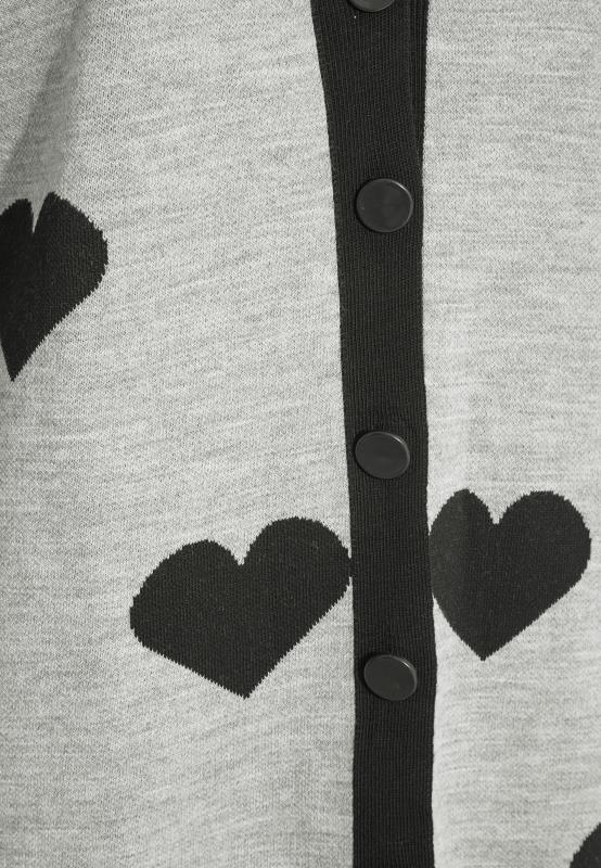 Curve Grey & Black Heart Print Knitted Cardigan 5