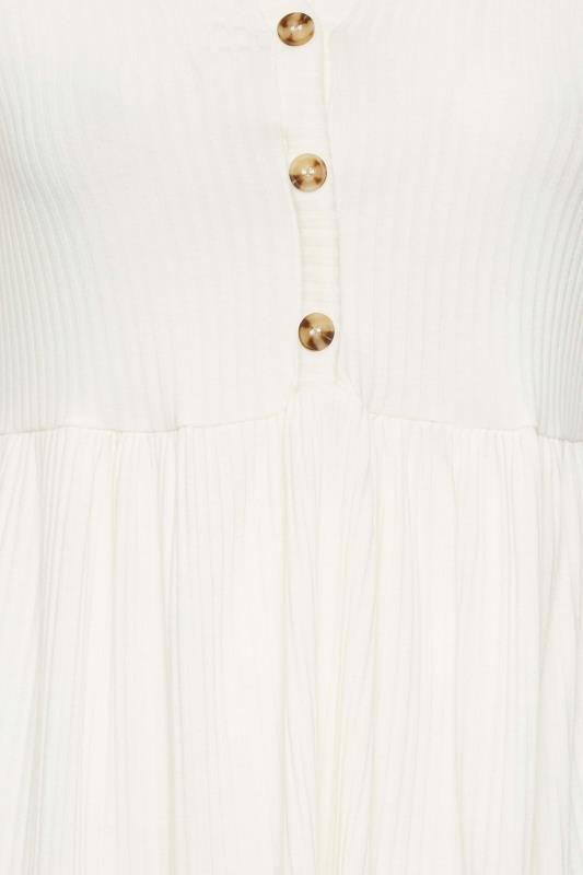 LIMITED COLLECTION Plus Size White Ribbed Button Through Peplum Top | Yours Clothing 5