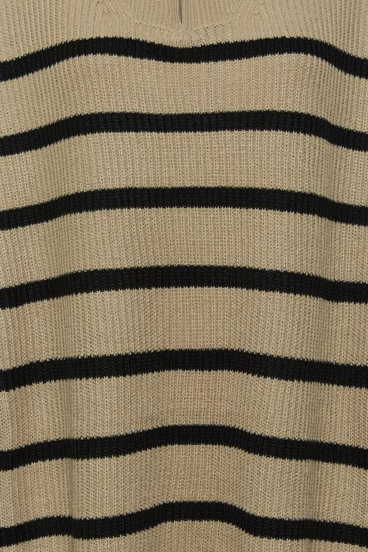Curve Beige Brown Stripe Quarter Zip Knitted Jumper | Yours Clothing  5