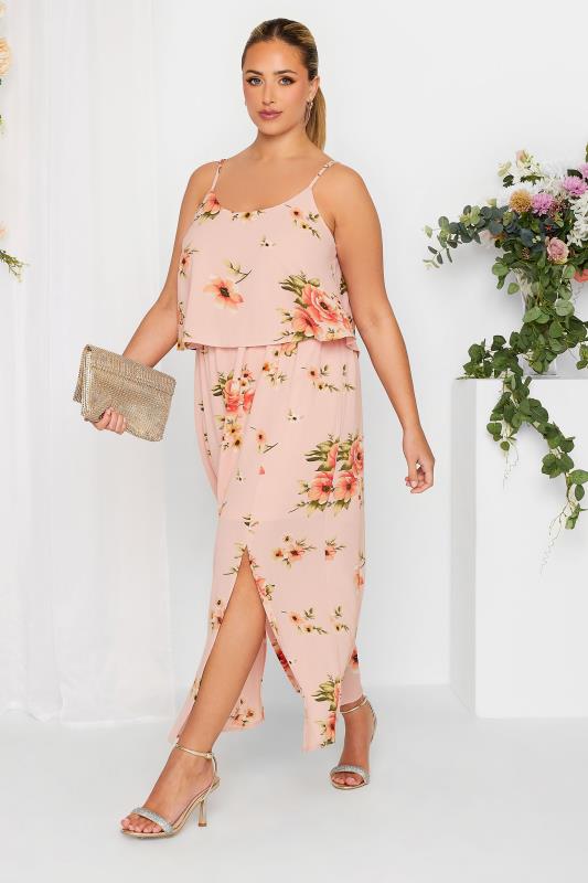 YOURS LONDON Curve Light Pink Floral Overlay Maxi Dress | Yours Clothing 2