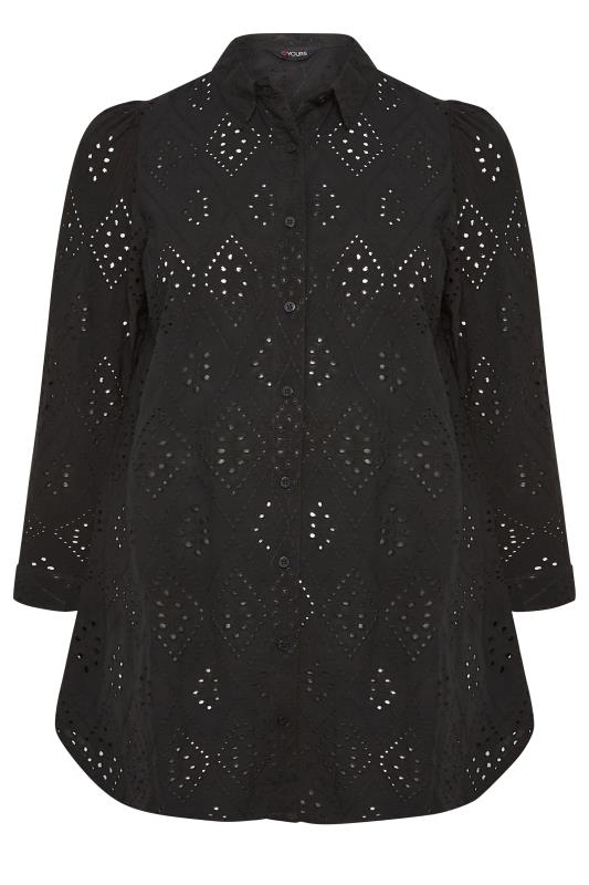 YOURS Plus Size Black Broderie Shirt | Yours Clothing 6