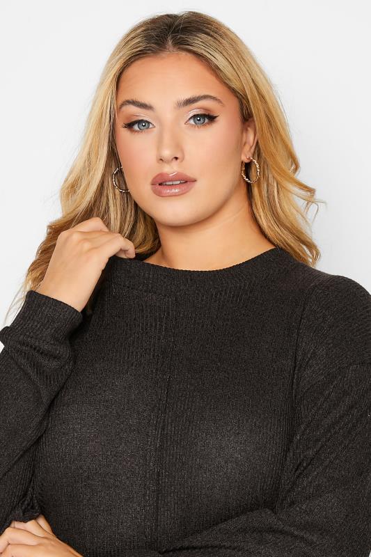 Curve Plus Size Charcoal Grey Ribbed Long Sleeve Jumper | Yours Clothing 5