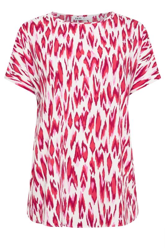 YOURS Plus Size Pink Abstract Print Short Sleeve Blouse | Yours Clothing 5