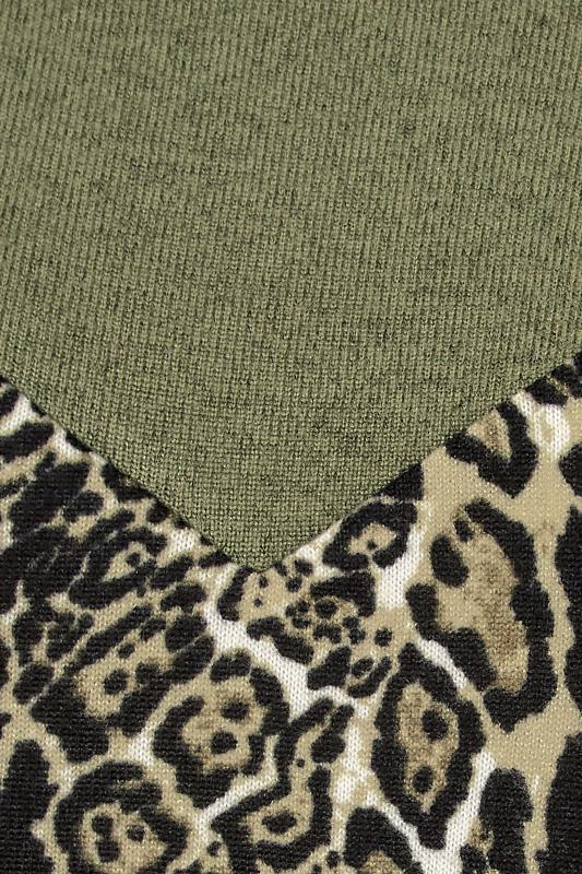 Curve Black Leopard Print Colour Block Knitted Top_S.jpg
