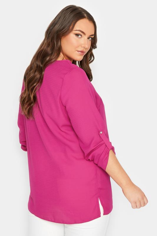 YOURS Plus Size Dark Pink Tab Sleeve Blouse | Yours Clothing 3