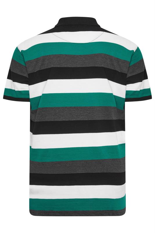 KAM Big & Tall Green Yarn Dye 'Tidepool' Stripe Polo Shirt | BadRhino 3