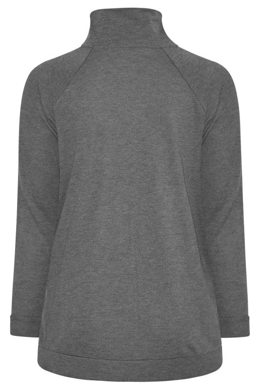 Plus Size Grey Popper Neck Sweatshirt | Yours Clothing 8