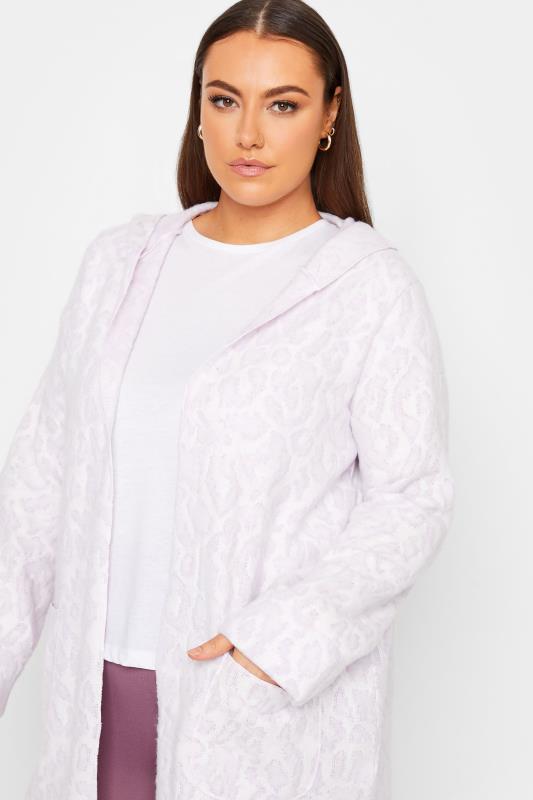 YOURS LUXURY Plus Size Purple & White Animal Print Hooded Faux Fur Jacket | Yours Clothing  4
