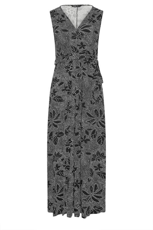 YOURS Plus Size Black Abstract Floral Wrap Maxi Dress | Yours Clothing 5