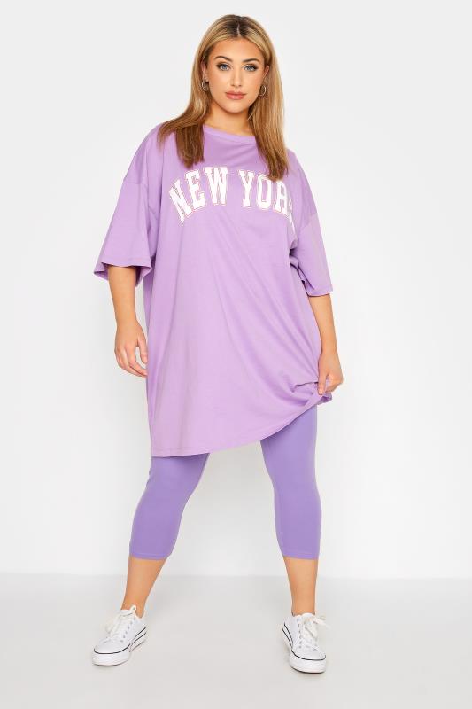 YOURS FOR GOOD Curve Purple Cropped Leggings_B.jpg