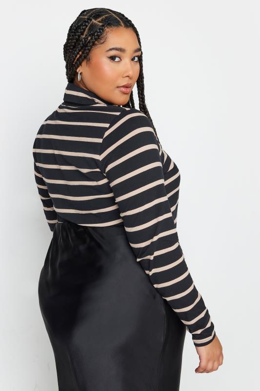 YOURS Plus Size Black Stripe Turtle Neck Top | Yours Clothing 5