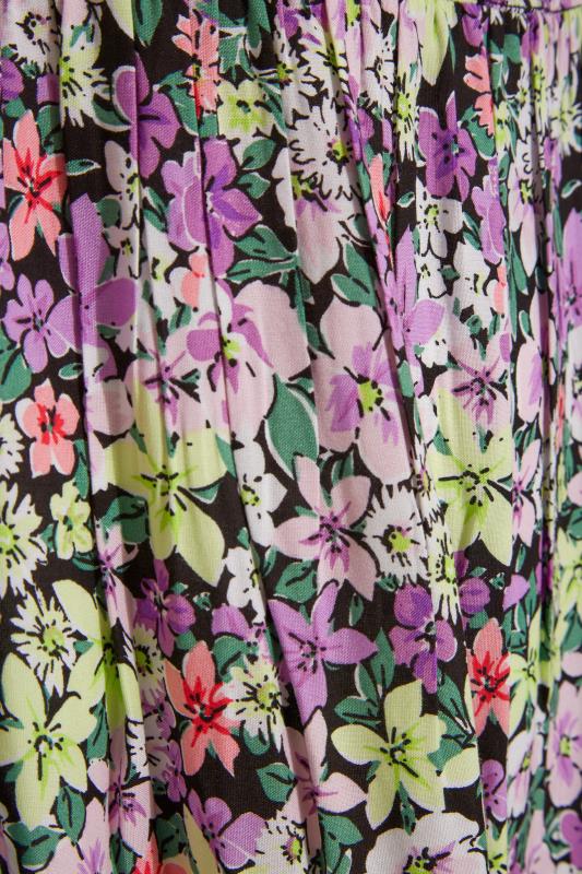 Plus Size Purple Floral Shirred Midi Smock Sundress | Yours Clothing 5