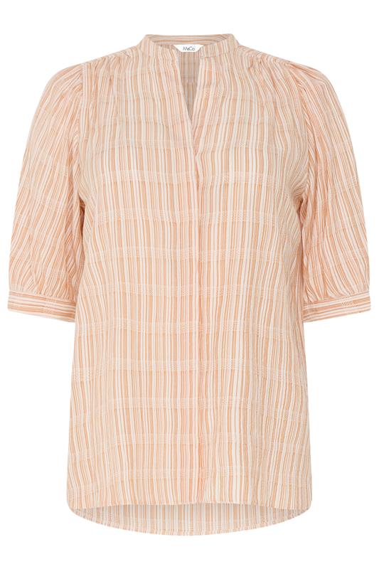 M&Co Orange Stripe Short Puff Sleeve Blouse | M&Co 5