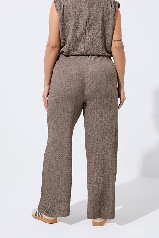 LIMITED COLLECTION Plus Size Brown Textured Trousers | Yours Clothing 4