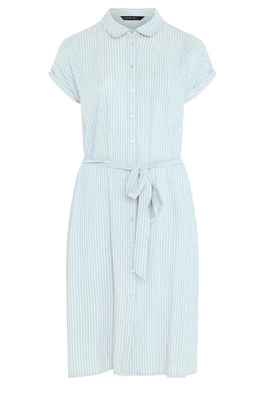 EVANS Plus Size Blue & White Stripe Shirt Dress | Evans 5
