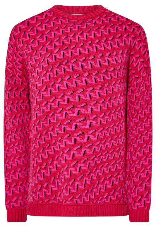 LTS Tall Women's Pink Zig Zag Jacquard Knitted Jumper | Long Tall Sally 6