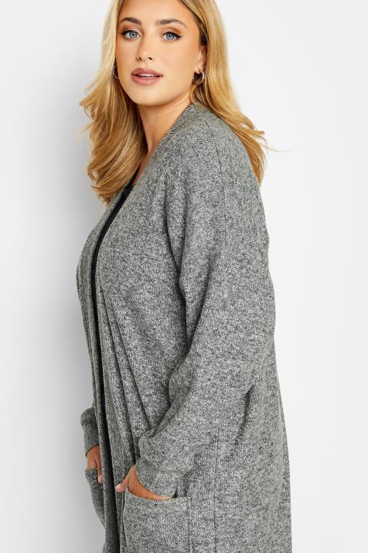 Plus Size Grey Ribbed Soft Touch Pocket Cardigan | Yours Clothing 4