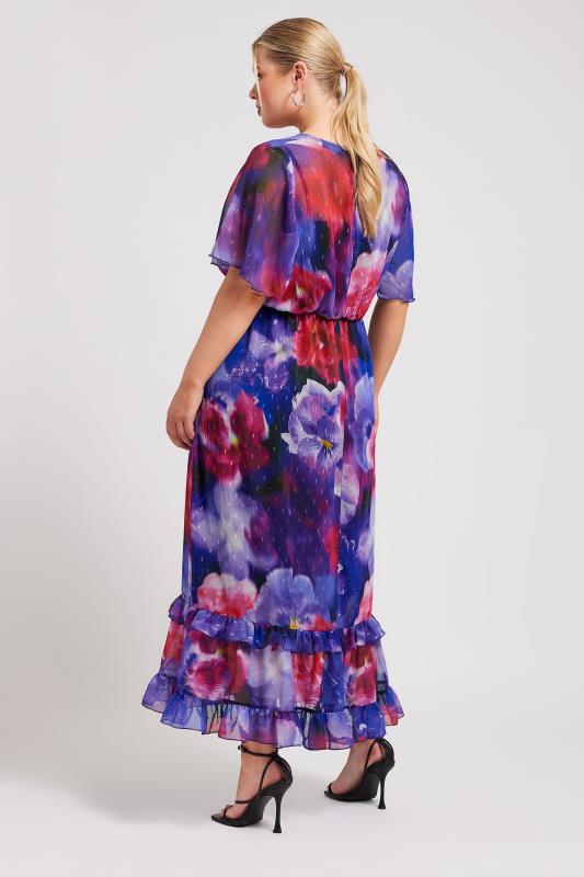 YOURS LONDON Plus Size Blue Floral Print Maxi Smock Dress | Yours Clothing 4