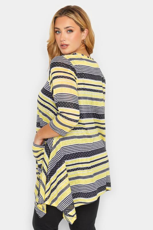 Plus Size Yellow Stripe Print Knitted Pocket Top | Yours Clothing 3