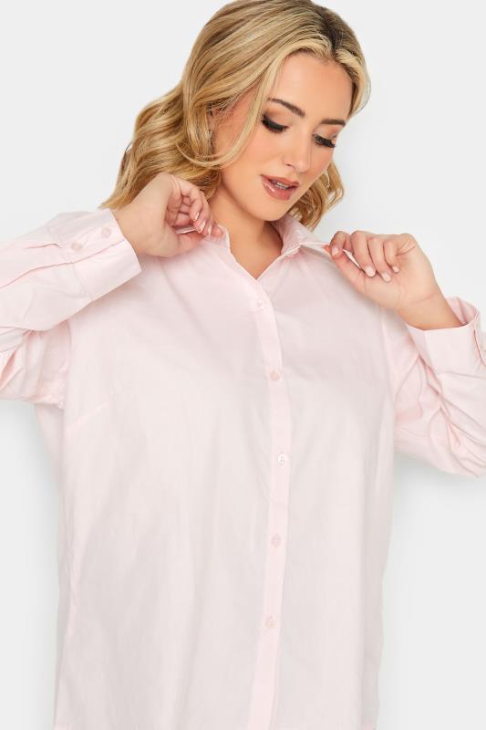 YOURS PETITE Plus Size Pink Fitted Cotton Shirt | Yours Clothing 4