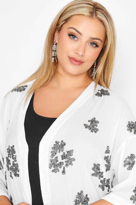 LUXE Curve White Hand Embellished Kimono 4