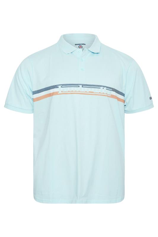 LAMBRETTA Big & Tall Blue Stripe Logo Polo Shirt 3