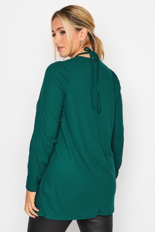 LIMITED COLLECTION Plus Size Green Cut Out Tie Detail Top | Yours Clothing 3