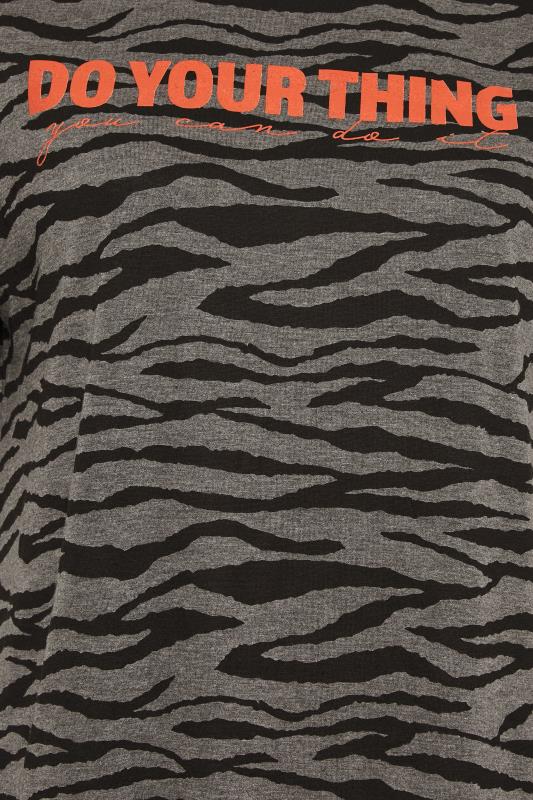 YOURS Curve ACTIVE Grey & Black Zebra Print 'Do Your Thing' Slogan T-Shirt 7