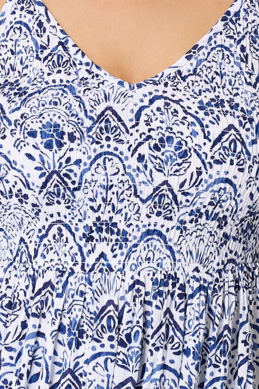 YOURS Plus Size Blue Abstract Shirred Cami Top | Yours Clothing 4