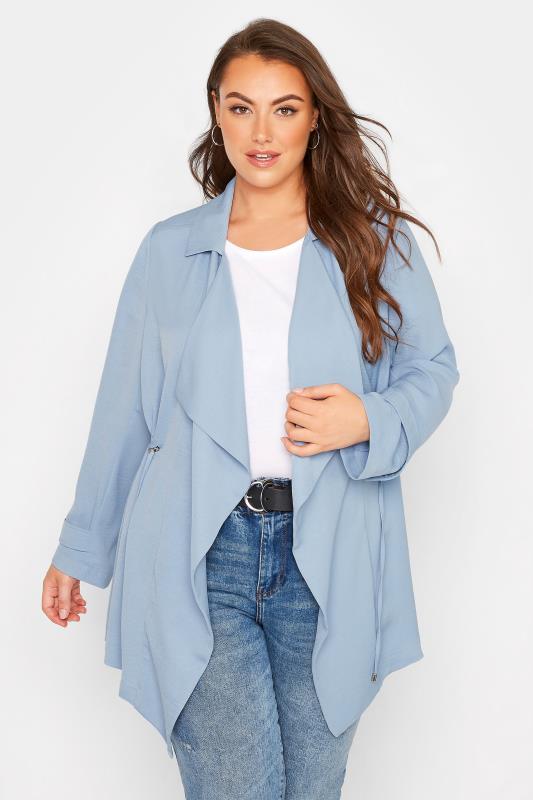 Plus Size Blue Waterfall Jacket | Yours Clothing  1