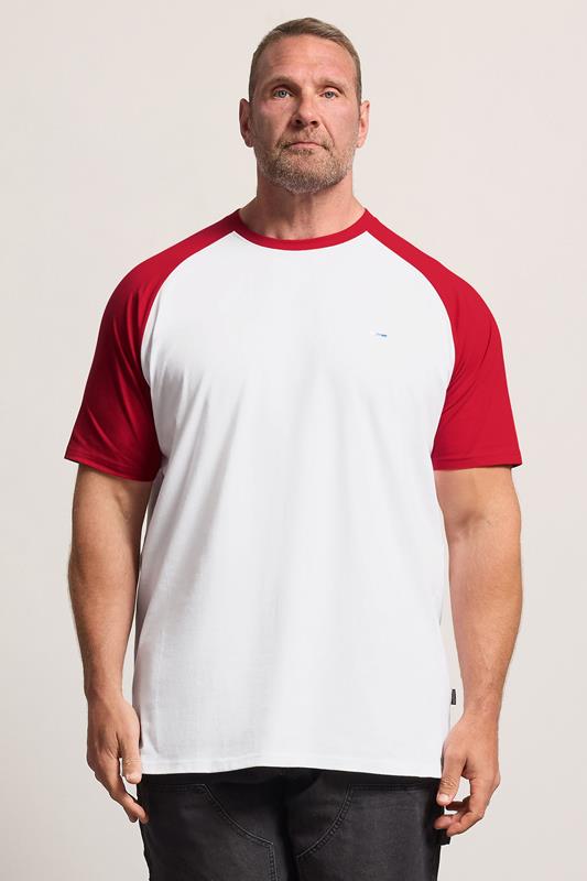  BadRhino Big & Tall T-shirt raglan rouge et blanc extra-long