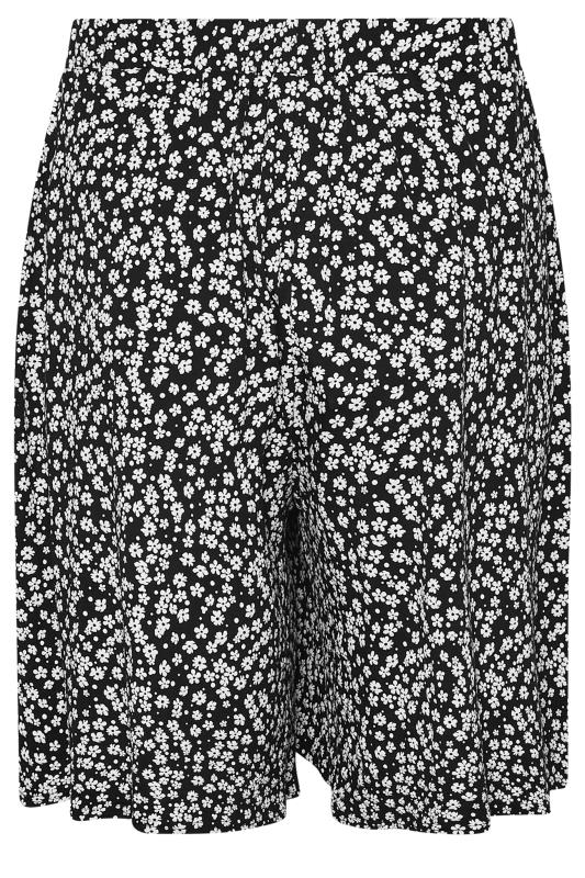YOURS Plus Size Curve Black Ditsy Print Shorts | Yours Clothing  6