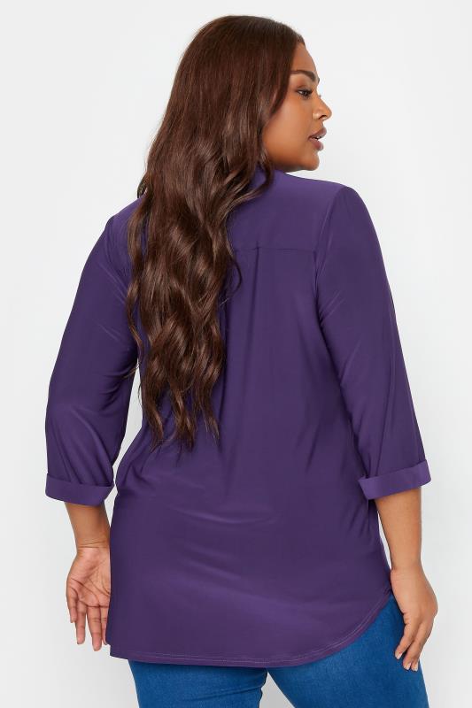 YOURS Curve Plus Size Purple Half Placket Shirt | Yours Clothing