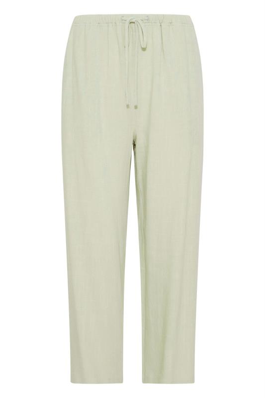 LTS Tall Sage Green Linen Blend Cropped Trousers 4