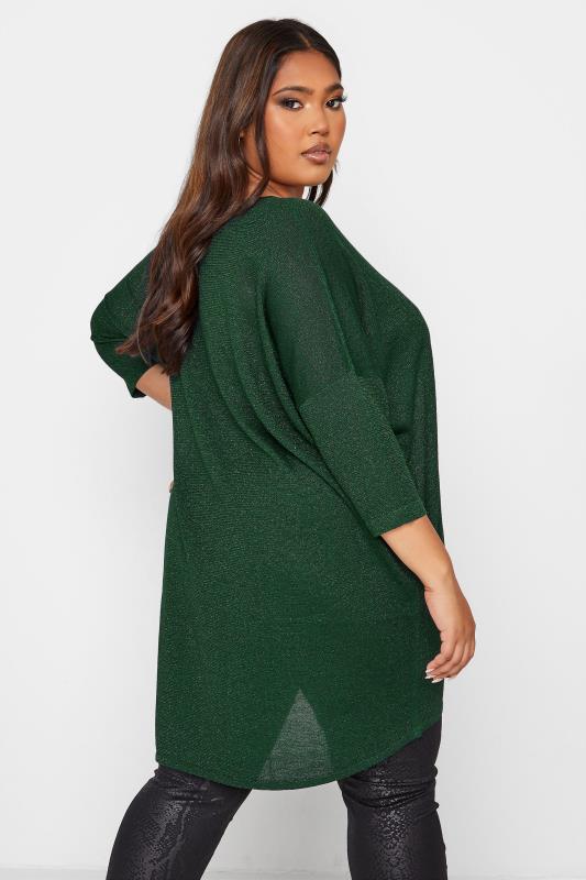 Curve Green Glitter Drop Shoulder Knitted Top 3