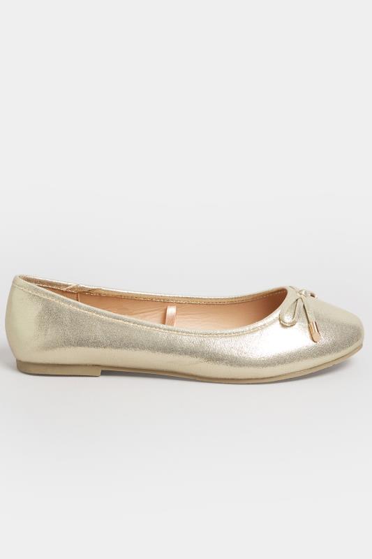 Gold Shimmer Ballet Pump In Wide E Fit & Extra Wide EEE Fit  | Yours Clothing  3