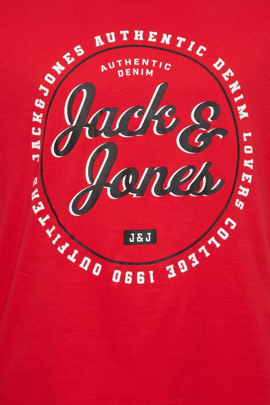 JACK & JONES Big & Tall Red Printed Crew Neck T-Shirt | BadRhino 2