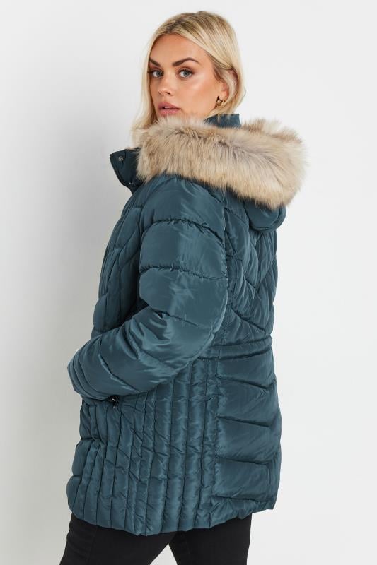 YOURS Plus Size Blue Padded Coat Yours Clothing