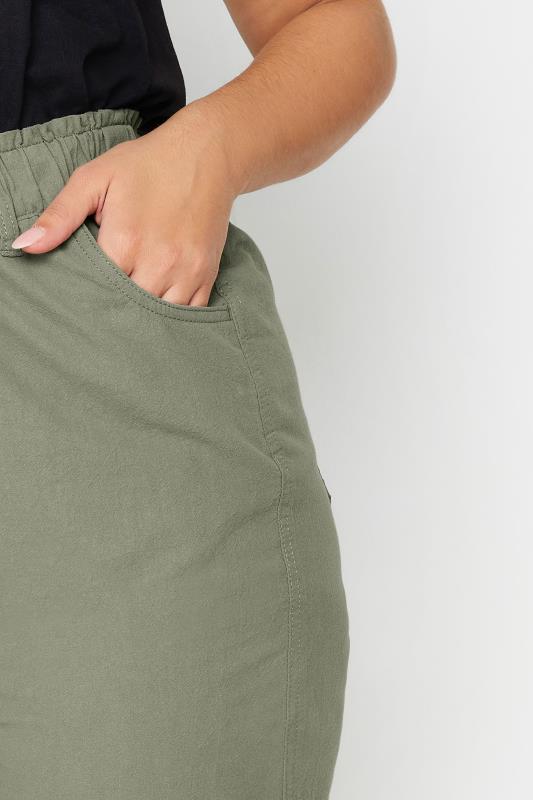 YOURS Plus Size Green Khaki Cool Cotton Shorts | Yours Clothing 4