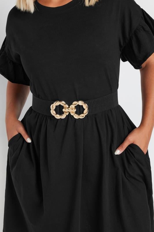  Grande Taille Black Twist Buckle Stretch Belt