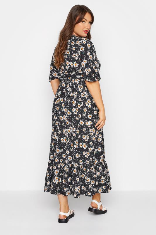 LIMITED COLLECTION Curve Black Daisy Floral Print Wrap Smock Maxi Dress 3